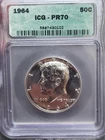 1964 ICG PR 70 Proof Kennedy  Half Dollar !!  "PERFECT PR 70 !!!"