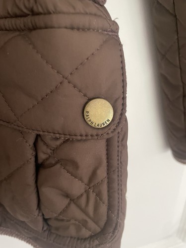 RALPH LAUREN BROWN QUILTED GIRLS JACKET, CORD COLLAR, BELT AGE 7 YRS RETAIL £139 - Picture 4 of 19