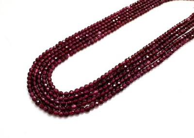   Natural Red Garnet Faceted Round Gemstone Tiny Beads   2mm - RNF124