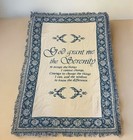 Serenity Prayer Courage Wisdom Woven Tapestry Afghan Throw Blanket Blue White
