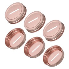 6Pcs Tinplate Coin Slot Bank Lid for Mason Jars with Labels Rose Gold(70mm)
