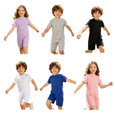 Kids Jumpsuit Short Sleeve Girls Costume Sleepwear Overalls Romper Nightwear