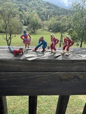 Vintage Barclay Cast Metal Skiers & Skater Lot (5) 1930s-50s Winter Figures