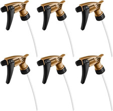 6-Pack Acid Resistant Trigger Sprayer - Gold, 9 1/4" Dip Tube | High Output, Erg