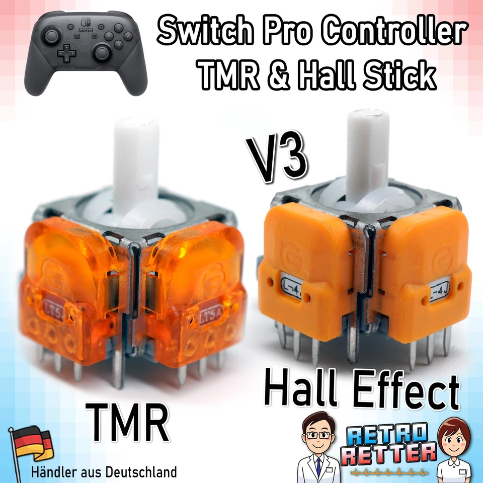 GINFULL Switch Pro Controller Hall Effect TMR / V4 Analog Sticks Drift Fix Switch Pro V5