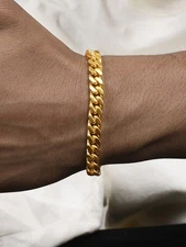 10K Yellow Gold Miami Cuban 15mm Monaco Link Chain Mens Bracelet 7.5" 8" 8.5" 9"