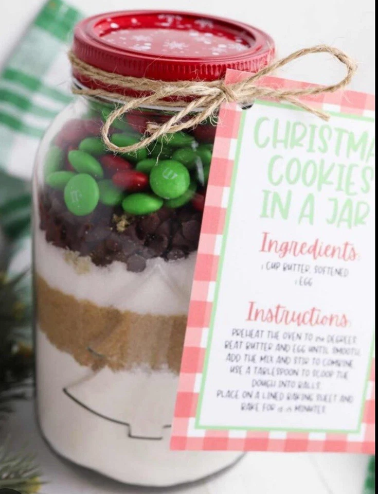 Праздничная банка для печенья смесь шоколадная крошка или рождественская смесь M&M масонская банка подарочная коробка - Изображение 3 из 4