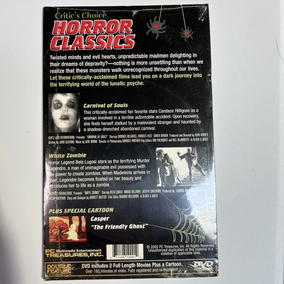 Horror Classics dvd Carnival of Souls & White Zombie - Bonus Casper Cartoon - Image 2 of 3