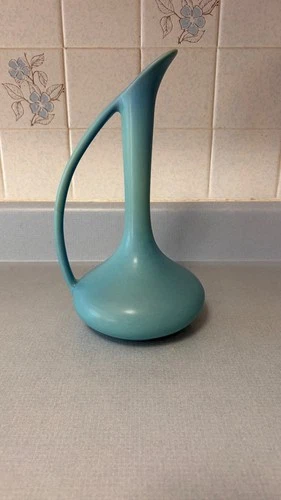 Van Briggle Art Pottery Ewer in Matte Turquoise Blue Glaze 12"