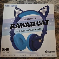 ART SOUND LED Light Up Kawaii Cat Bluetooth Wireless / Wired Headphones New