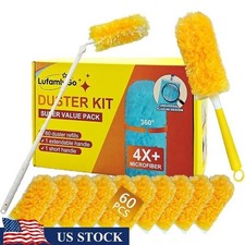 Disposable Duster Refills 60 pcs Extendable Handle Multi Surface Cleaning Kit US