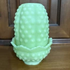 FENTON Lime Satin Hobnail Fairy Lamp Uranium Glass