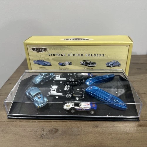 Hot Wheels Legends 1997 Vintage Record Holders 4 Car Set w/ Display Case