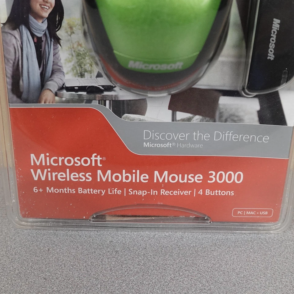 Microsoft Wireless Mobile Mouse 3000 PC Mac USB Snap-In Receiver New Sealed Box - Image 2 of 4