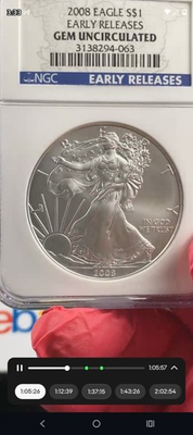 #ad 2008 1 oz Silver Eagle Early Releases Gem Uncirculated NGC Capsule #x418 $130.00