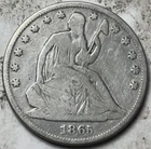 1865 50c Seated Liberty Half Dollar. Attractive Circulated Details, Cleaned