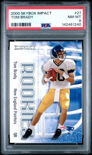 2000 SKYBOX IMPACT #27 TOM BRADY ROOKIE RC PSA 8