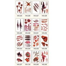 Temporary Scar Tattoos Stickers Bloody Wound Scab Horror Body FUES