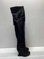 Bottega Veneta Black Satin High Knee Boots W 9