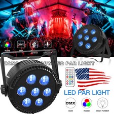 7LED Stage Uplight DMX RGBW Par Can Light DJ Disco Club Bar Wash Lights W/Remote