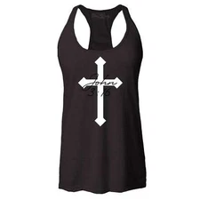 John 3:16 Bible Verse Script Cross Racerback Tank Top Religious Tee