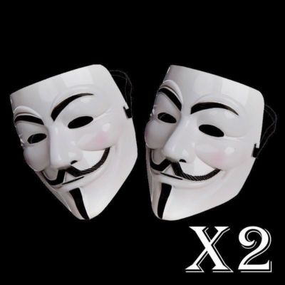 2er Pack Erwachsene V wie Vendetta Anonymous Guy Fawkes Hacker Halloween Gesichtsmaske