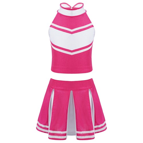 Girls Outfit Zippered Costume Stage Tops Shiny Set Sequins Vest Pleated Skirt - Picture 48 of 64