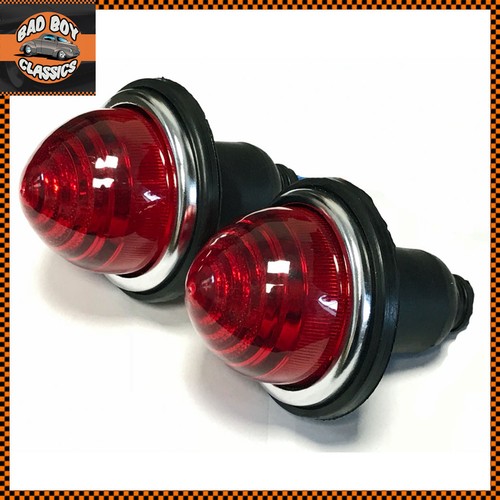 x2 Universal Lucas Style Red Stop / Tail Lamps Lights CLASSIC / KIT CAR  - Picture 1 of 1