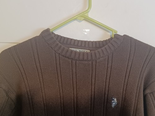 U.S. Polo Assn. Knit Sweater Sweatshirt Brown Mens Sz Large Crew Neck Logo - Picture 3 of 5