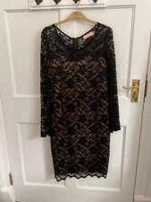Ladies Black Bodycon Dress Maya Deluxe Lace Overlay Size UK 14 (EUR 42) (VH002)
