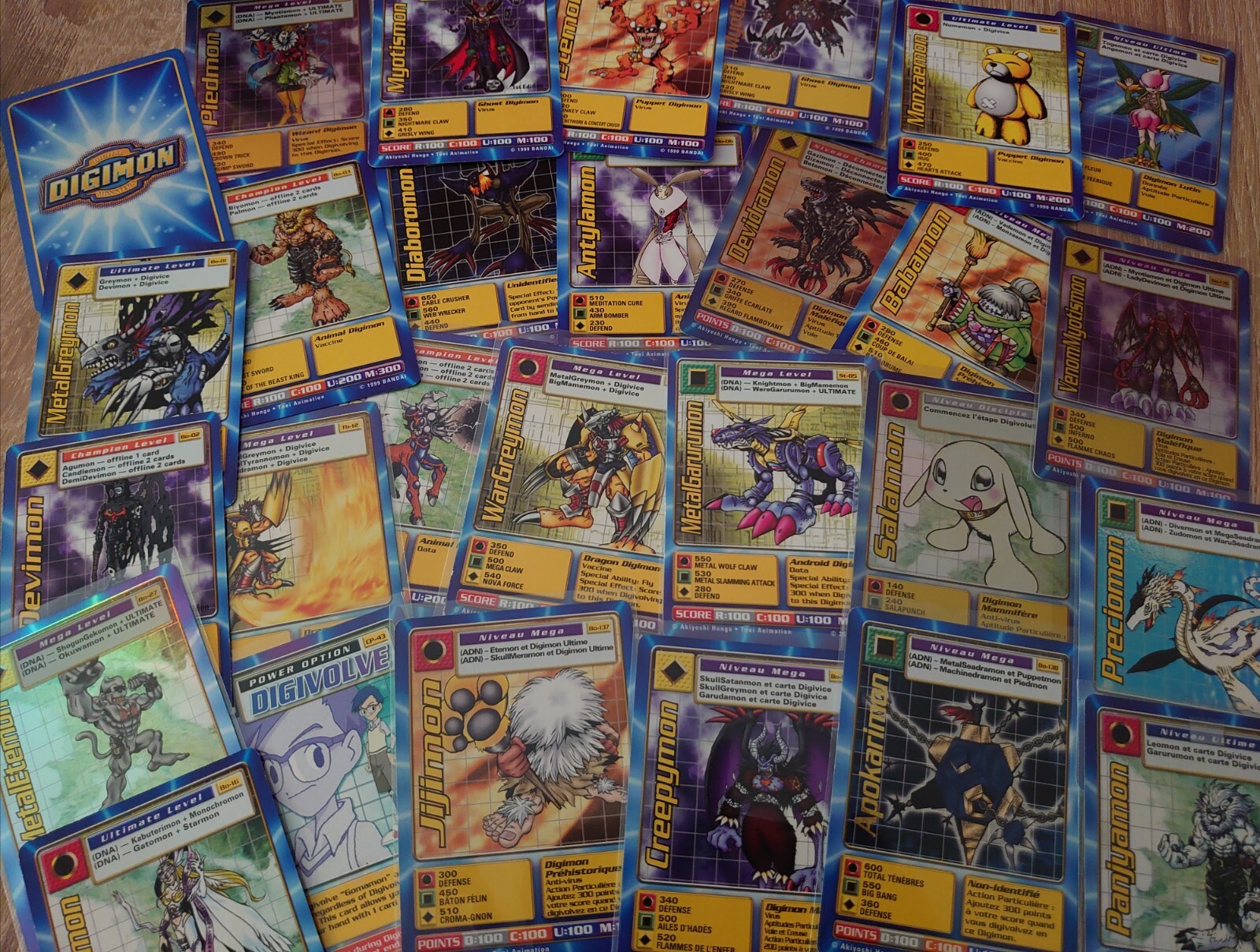 Digi-Battle Digimon cards from Booster series 1, 2 and 3 and Movie promos French