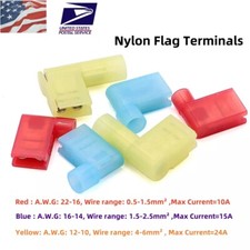 Nylon Female Flag Terminal Right Angle Electrical Wire Spade Connector 22-10AWG