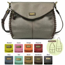 Chala Leather Crossbody Bag with Zipper Flap Top- 9 Colors (Bag Only) 