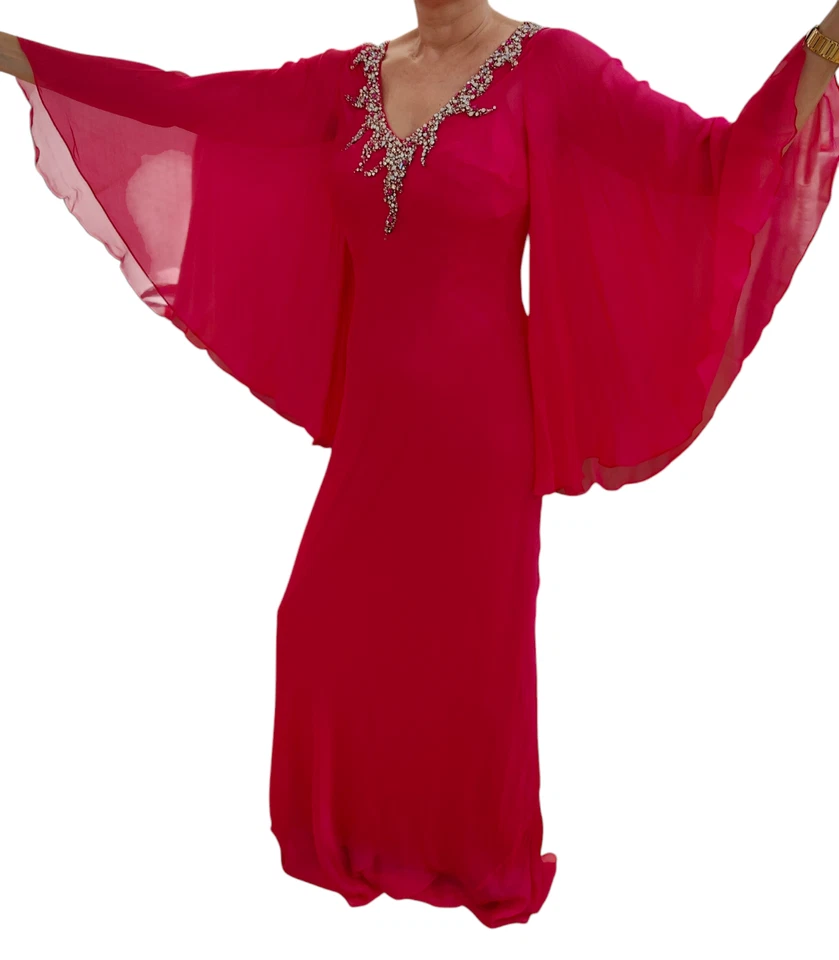 Robe de gran gala élégante long- Sagaie Paris, coloris Fushia , Taille 4 - Photo 3/4