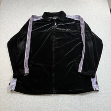 Vintage Sean John Track Jacket Men XL Black Velour Baggy Hip Hop Streetwear Y2K