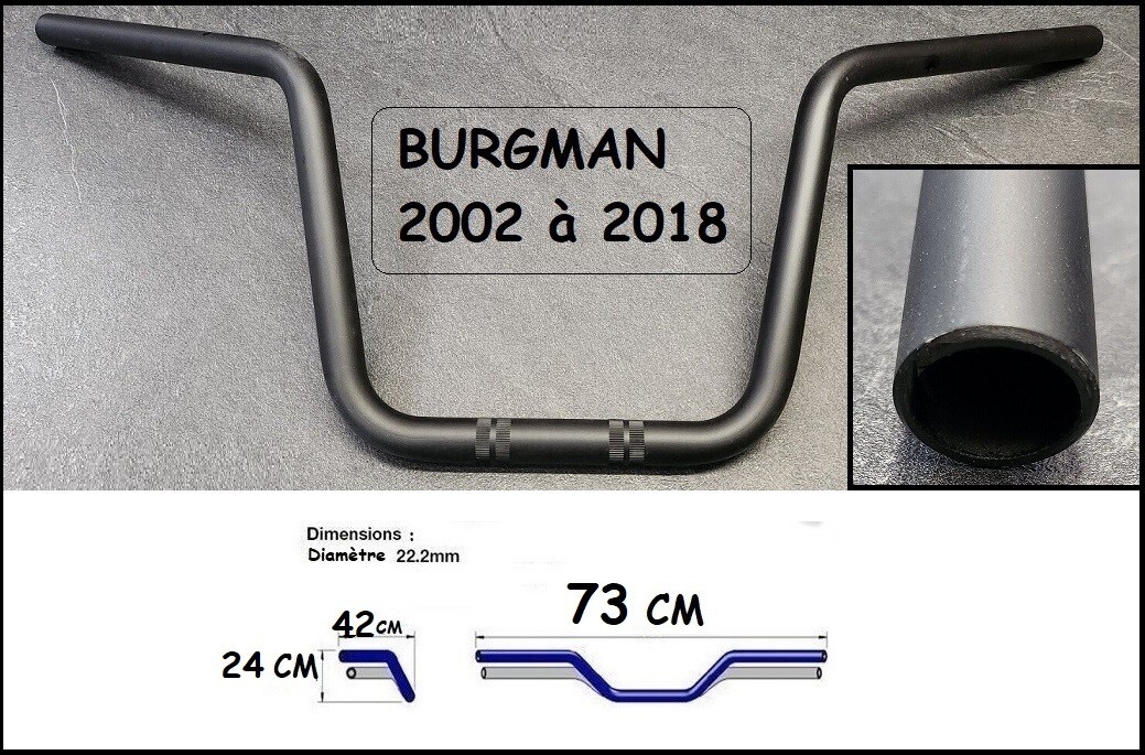 Guidon Burgman 650 en acier renforcé noir pour une stabilité de conduite optimale