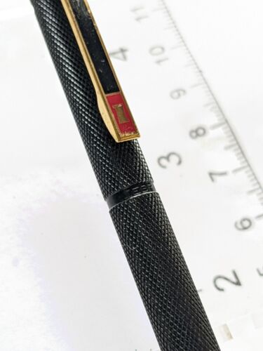 Vtg Premium Black Metal Knurled Grip Zebra ballpoint pen Takes Standard F Refill