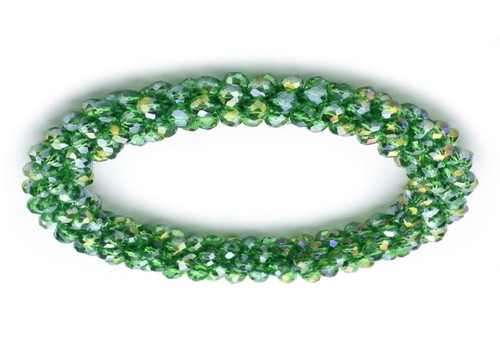 SPARKLY LT. PINK & GREEN CRYSTAL GLASS BEAD STRETCHABLE BRACELET - Picture 12 of 13