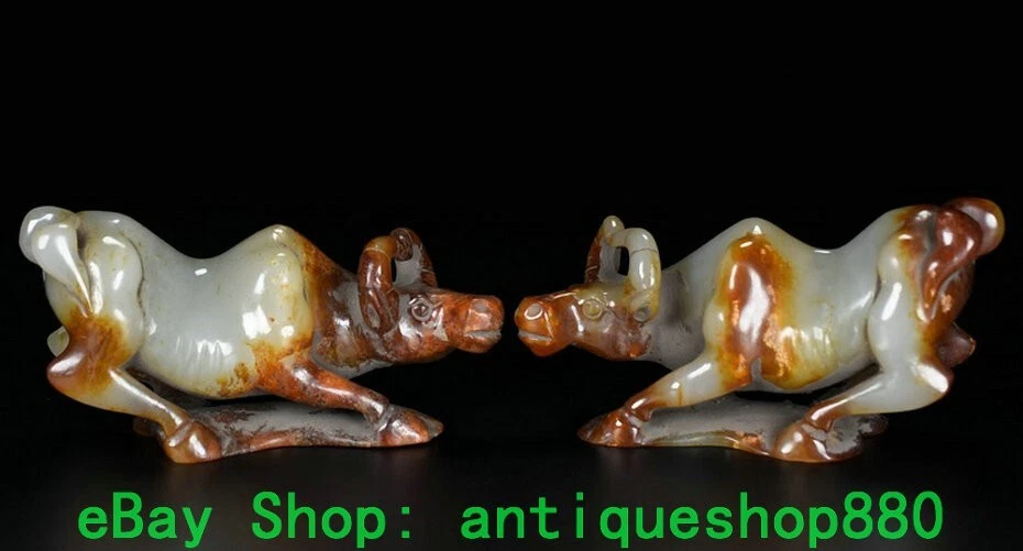 玉石古董中国牛雕像、动物雕像| eBay