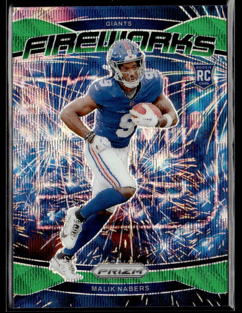 2024 Panini Prizm Malik Nabers Green Wave Prizm Fireworks RC #21 Giants