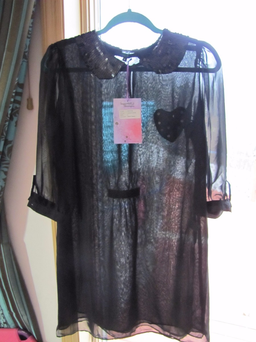 sheer peter pan collar dress (M) 60s/70s Light Blue Semi Sheer Collared Mini Dress