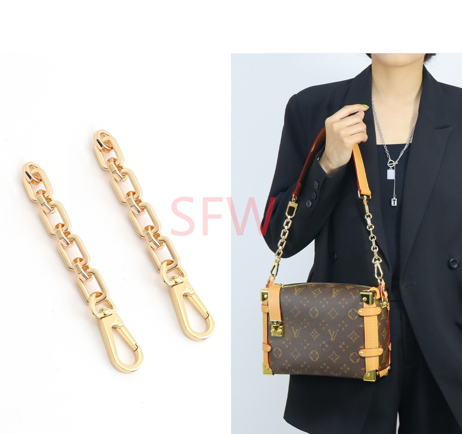 Vachetta Leather Replacement Shoulder / Extend Strap For Fits LV Sidetrunk image 2
