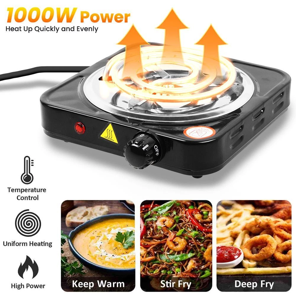 1000W Portable Single Electric Burner Hot Plate Camping Stove Stainless  110V