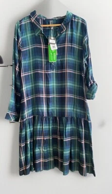 Kleid Karokleid Multiblue Größe 42 blau grün kariert UVP 39,99€! NEU! - Bild 1 von 4