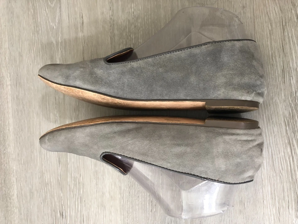 Zapatos cómodos J.Crew Cora para mujer ballet planos 8 grises gamuza informales cuero borla Foto 4 de 4
