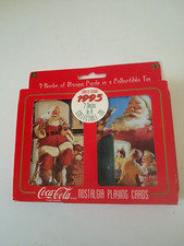 Vintage Coca Cola Nostalgia Christmas Playing Cards In Original Tin 1995