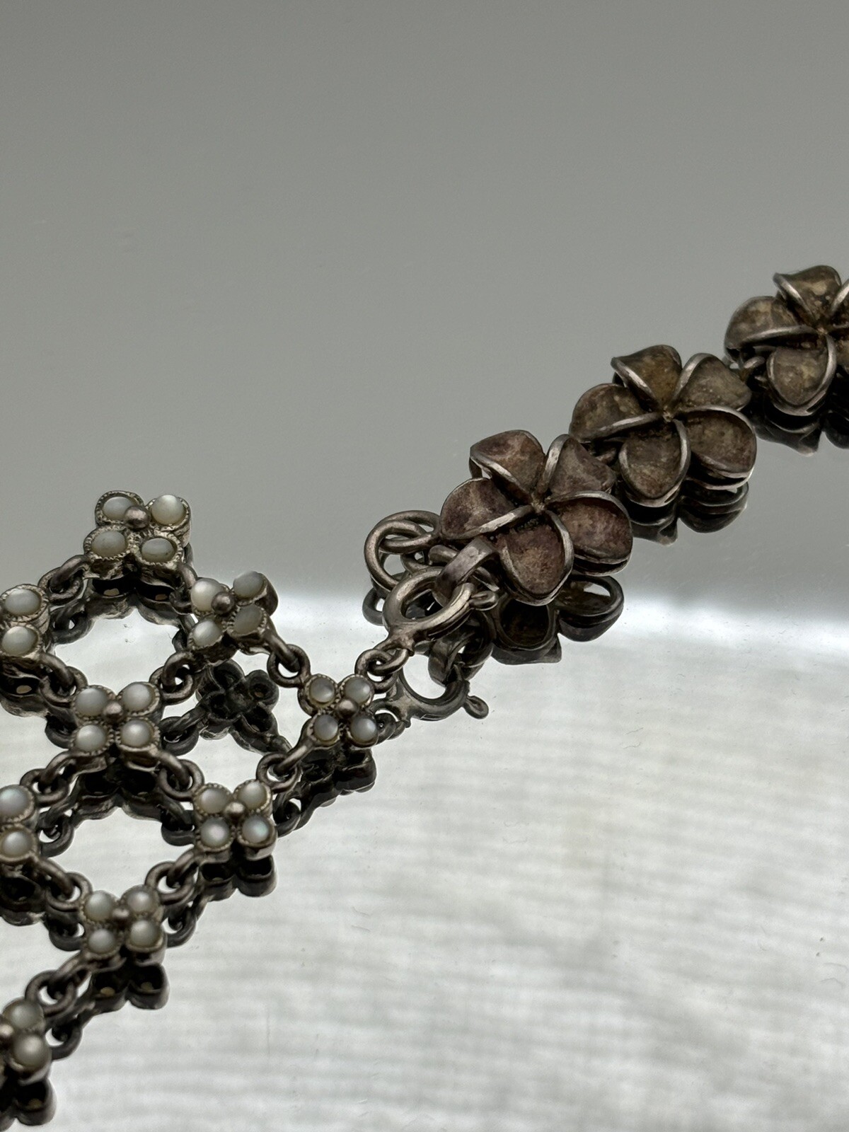 Solid Sterling Silver Necklace Set W/Bracelet 2 I… - image 10