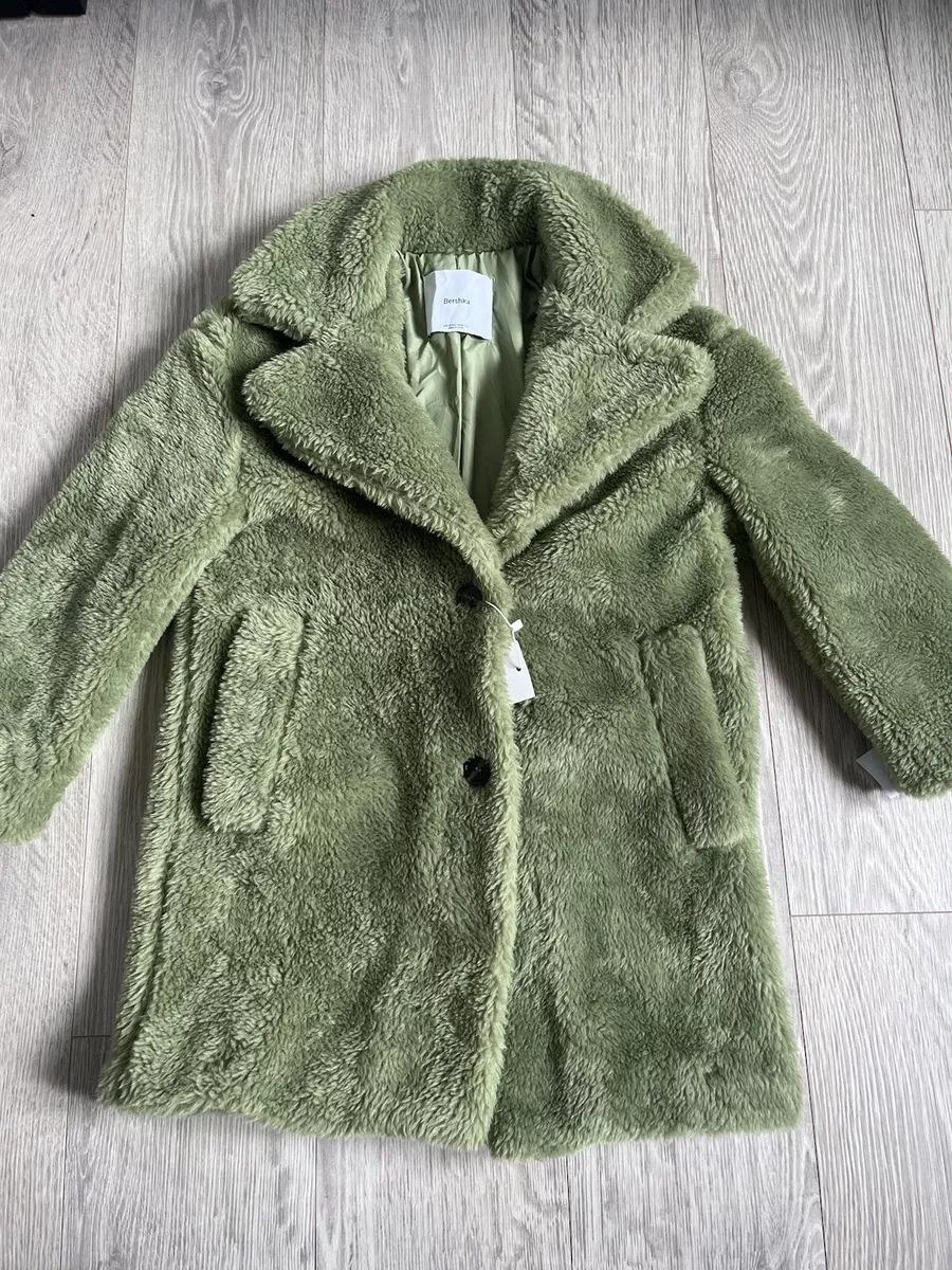 Brand New Bershka Green Faux Fur Borg Jacket, Size XS