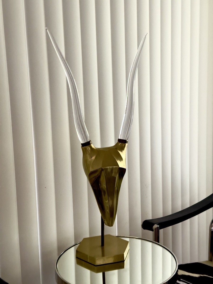 Vintage 1970s Karl Springer Style Brass Gazelle Head