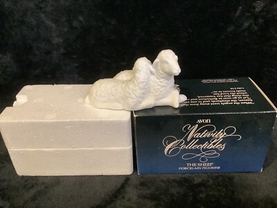 Vintage Avon Nativity Collectibles The Sheep White Porcelain Figurine with Box